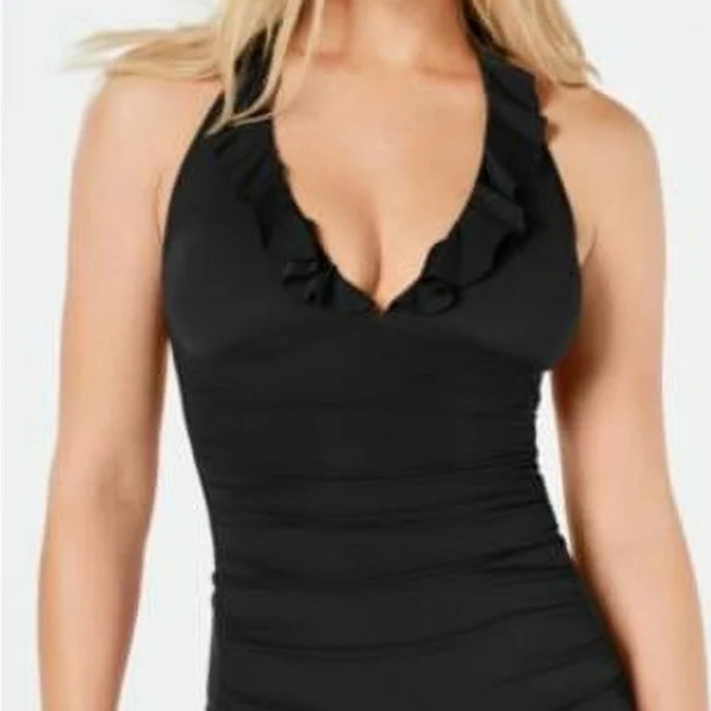 Ralph lauren Black Ruffled Halter Swimsuit 2-piece bikini sz 6 NWT CLASSIC
